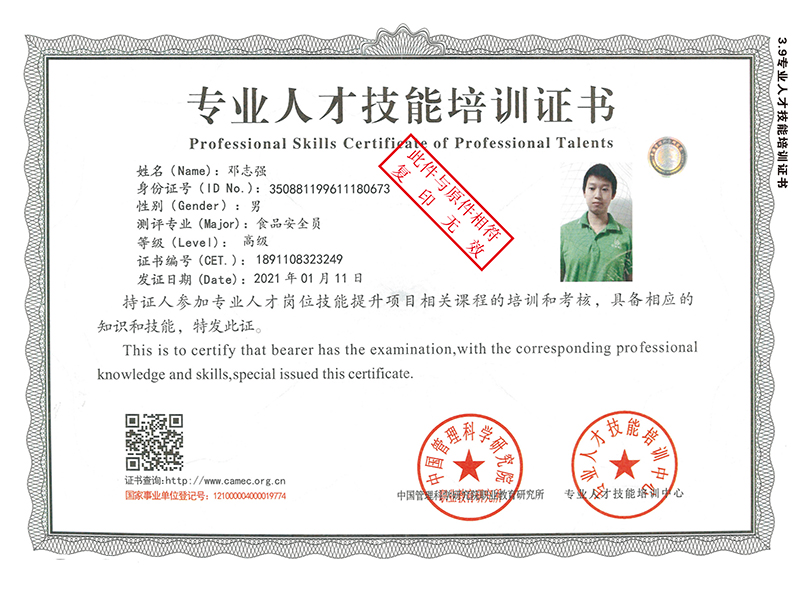 專業(yè)人才技能培訓(xùn)證書(shū)